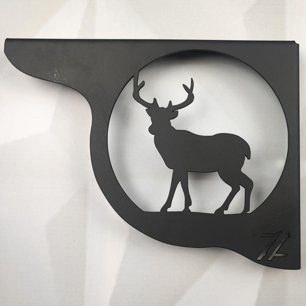 Mão Francesa Ornamentada 20cm Cervo Veado Preto em Aço para
