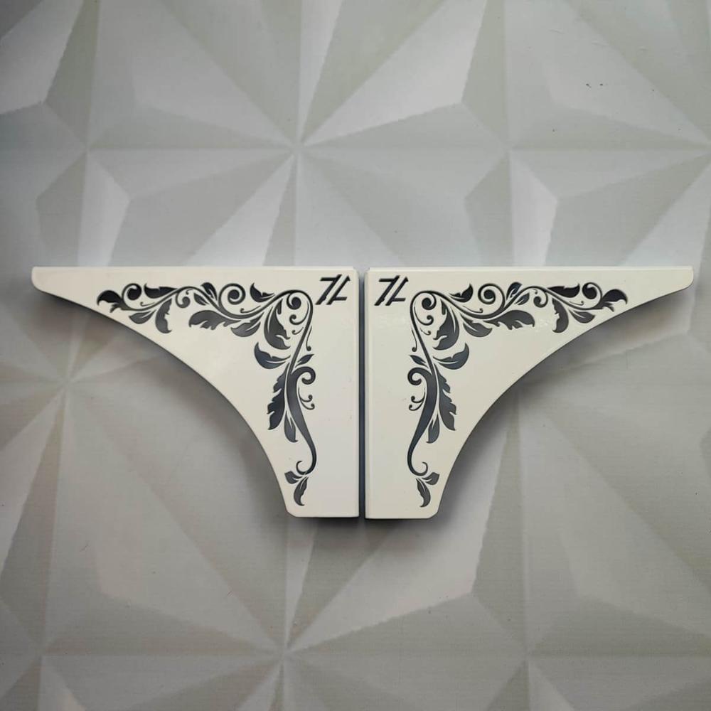 Mão Francesa Ornamentada Arabesco 20cm Floral Aço Branco Zarg