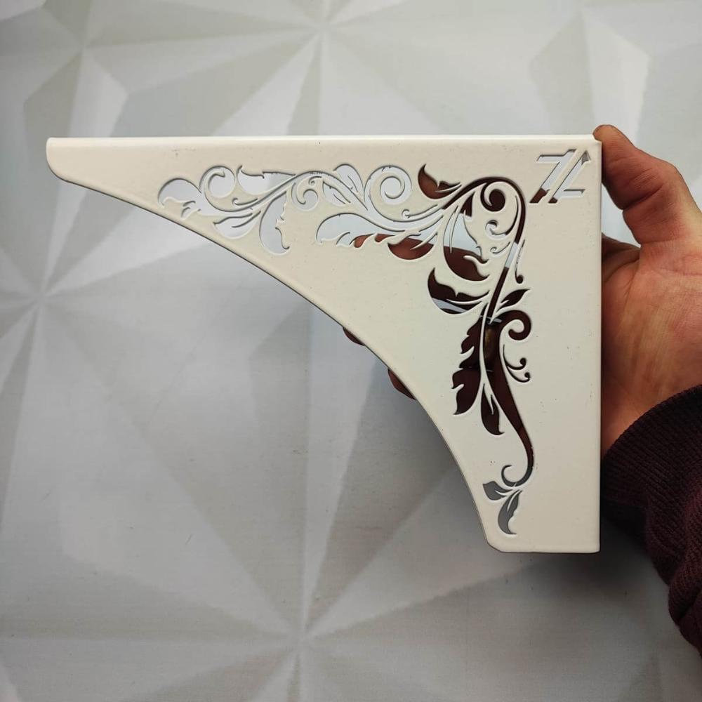 Mão Francesa Ornamentada Arabesco 20cm Floral Aço Branco Zarg