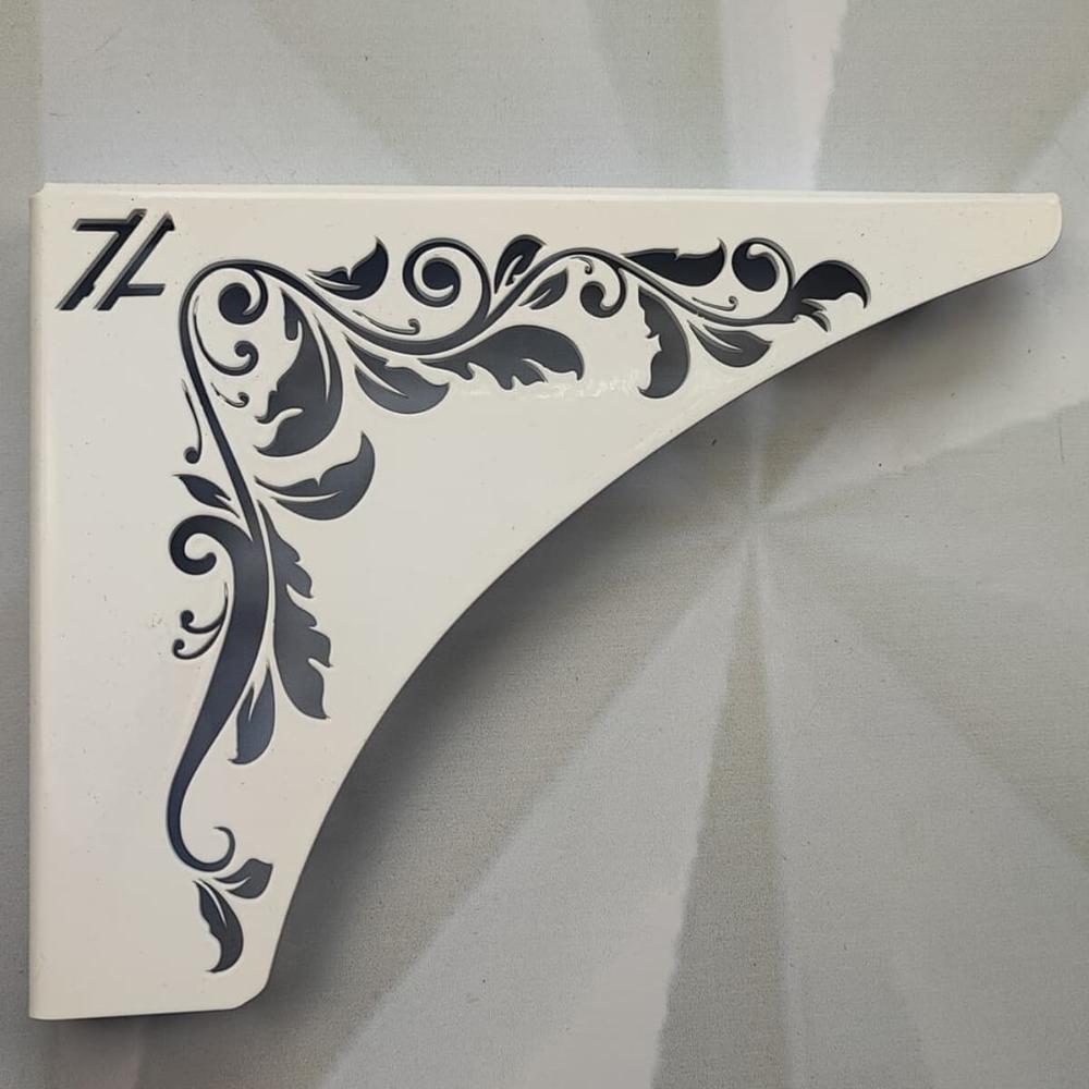 Mão Francesa Ornamentada Arabesco 20cm Floral Aço Branco Zarg