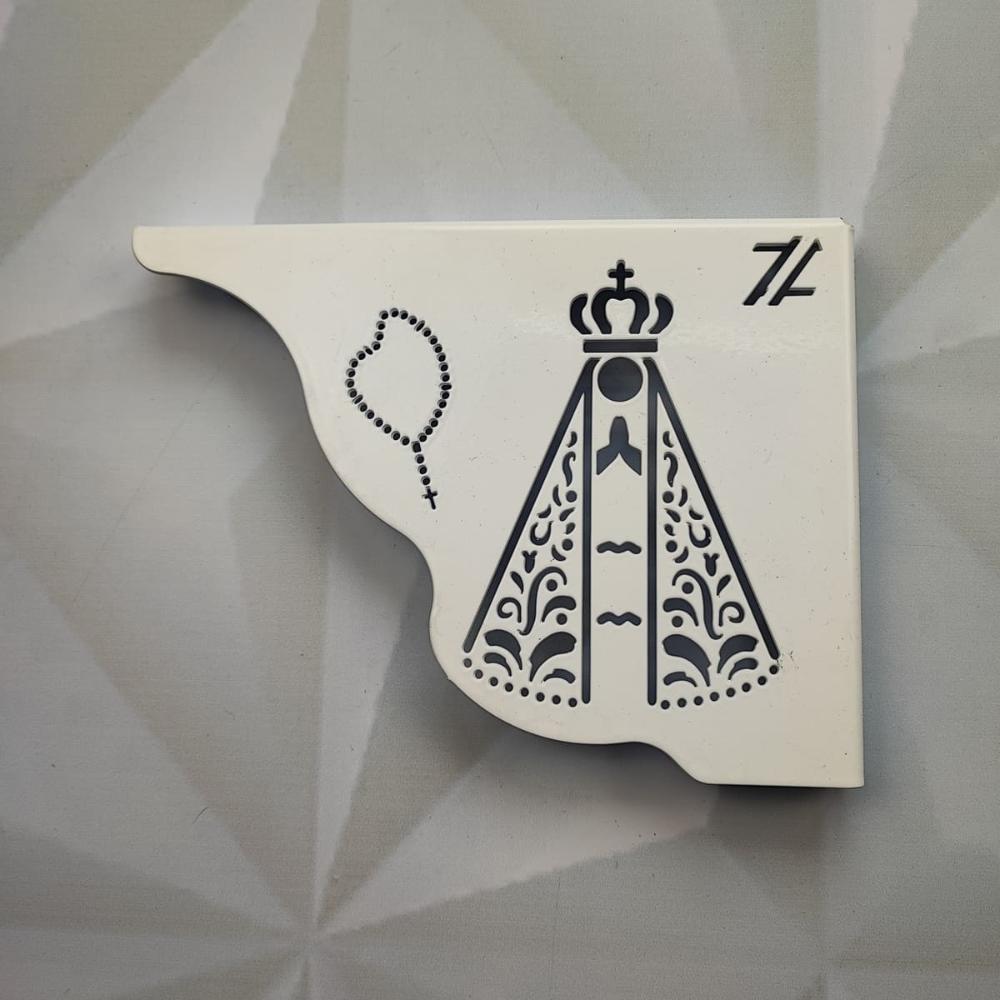 Mão Francesa Ornamentada Nossa Senhora Aparecida Aço Branca