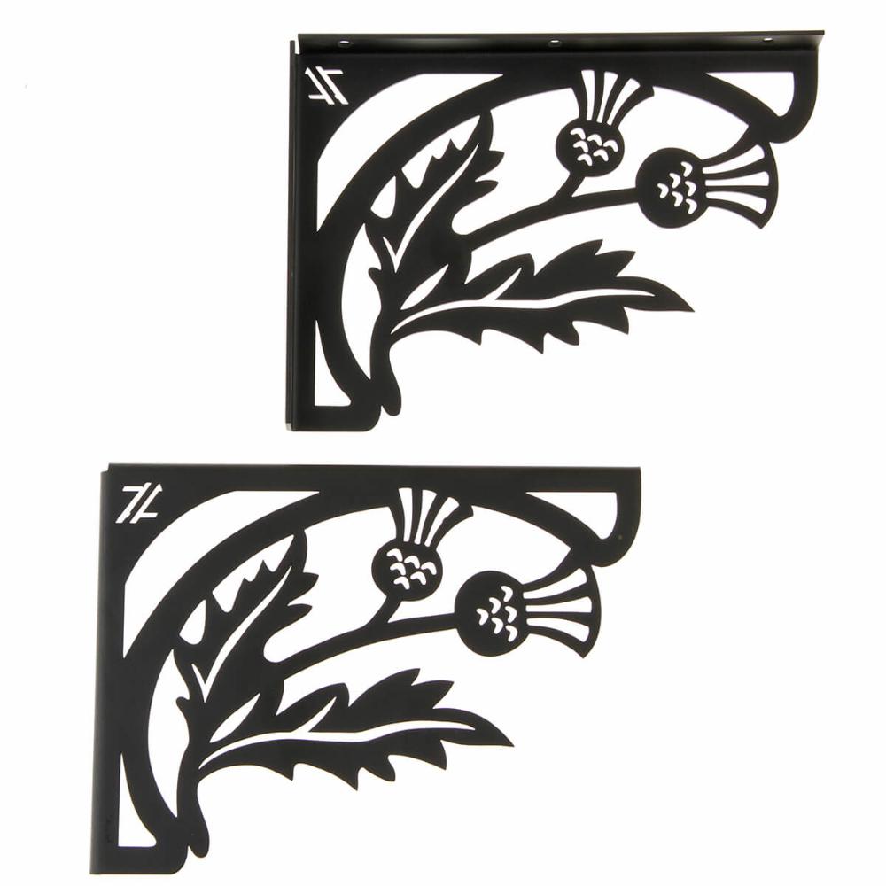Mão Francesa Ornamentada Preta Aço 20cm Flor Brinco de Princ