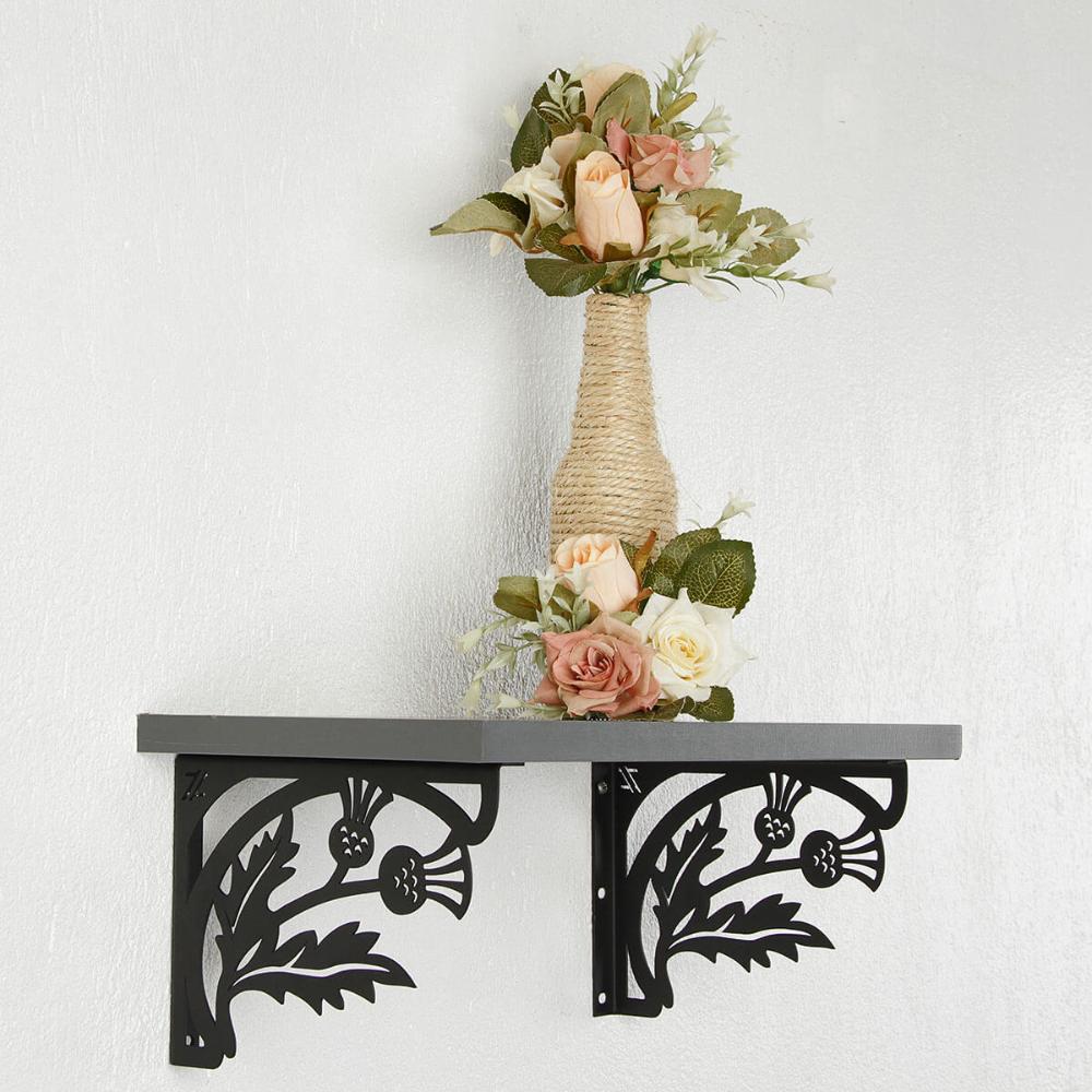 Mão Francesa Ornamentada Preta Aço 20cm Flor Brinco de Princ