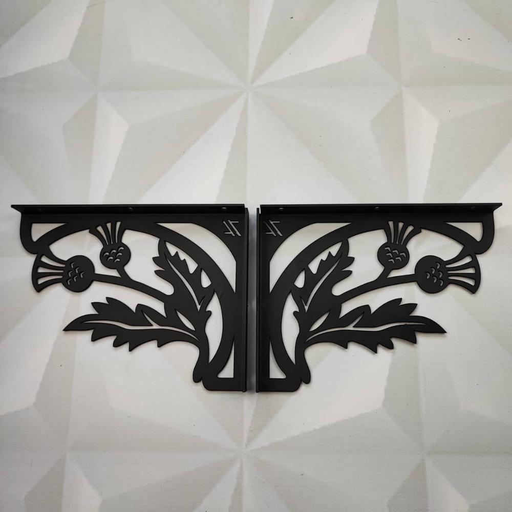 Mão Francesa Ornamentada Preta Aço 20cm Flor Brinco de Princ
