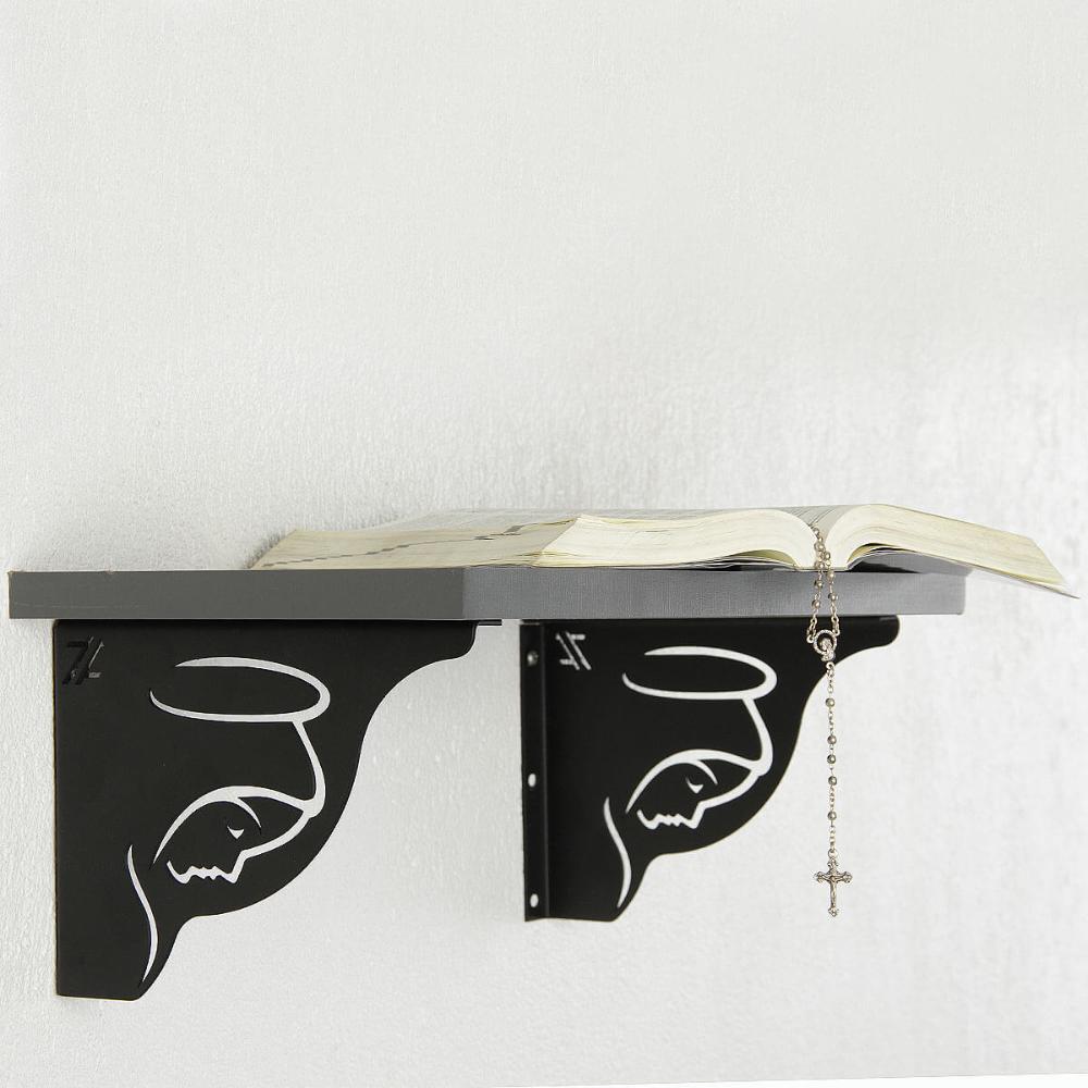 Mão Francesa Ornamentada Preta Nossa Senhora Aço 20cm Virgem