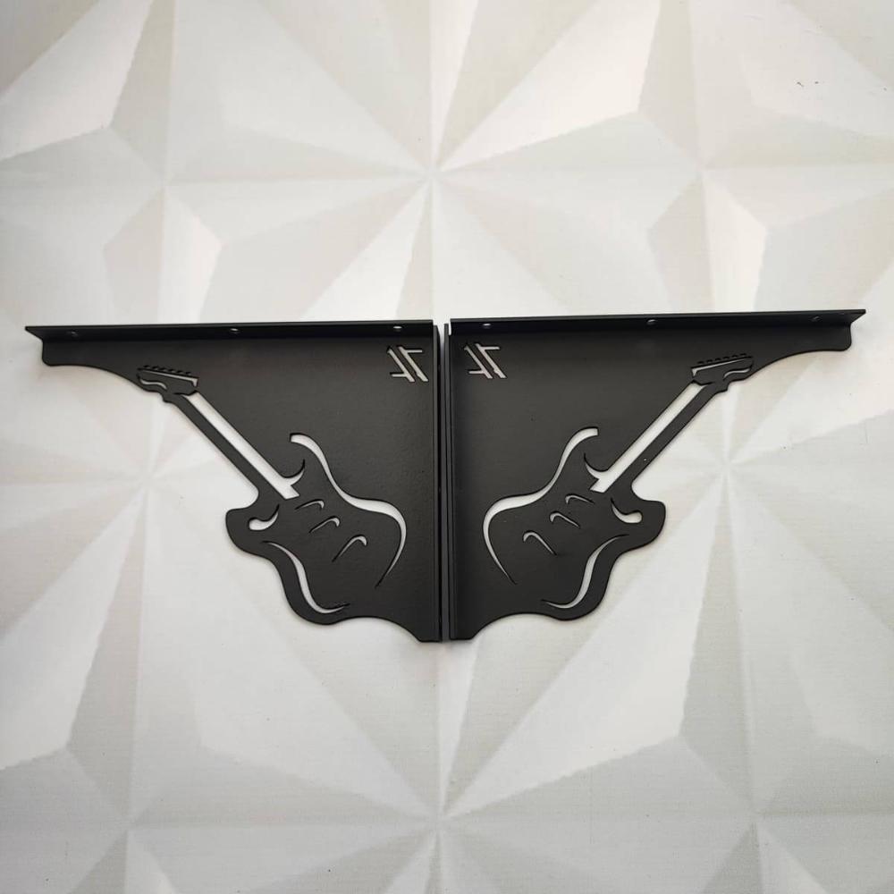 Mão Francesa Prateleira Preta Decorativa 20cm Música Guitarra Aço Zarg