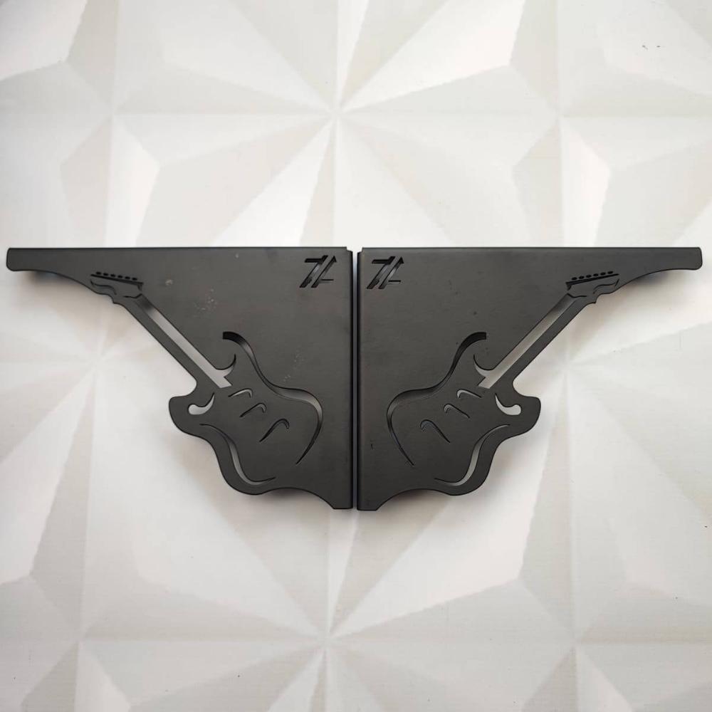 Mão Francesa Prateleira Preta Decorativa 20cm Música Guitarra Aço Zarg