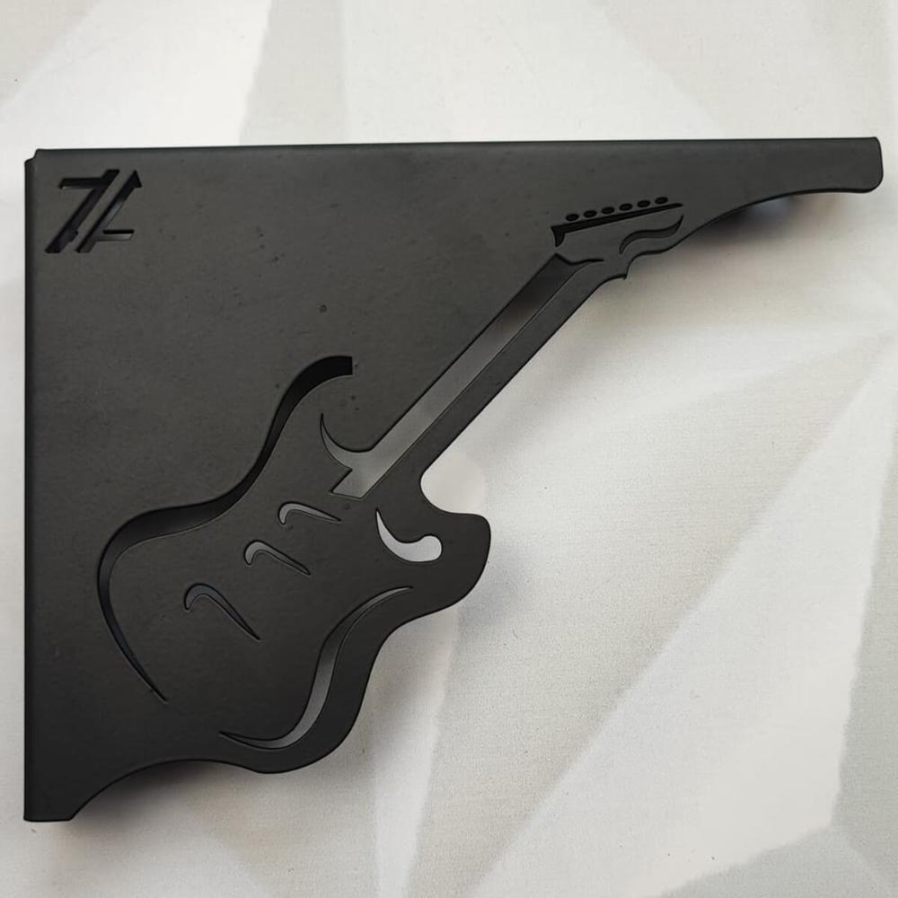 Mão Francesa Prateleira Preta Decorativa 20cm Música Guitarra Aço Zarg