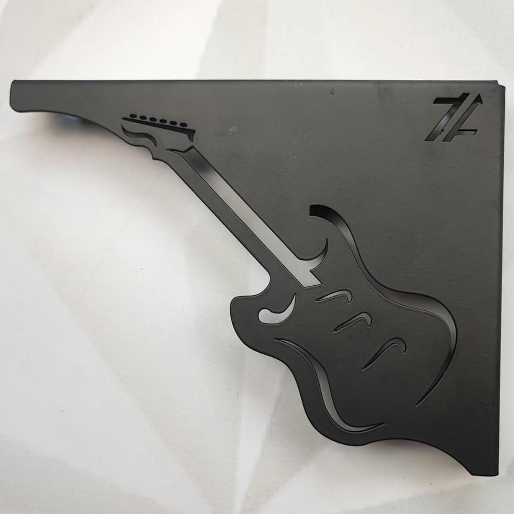 Mão Francesa Prateleira Preta Decorativa 20cm Música Guitarra Aço Zarg