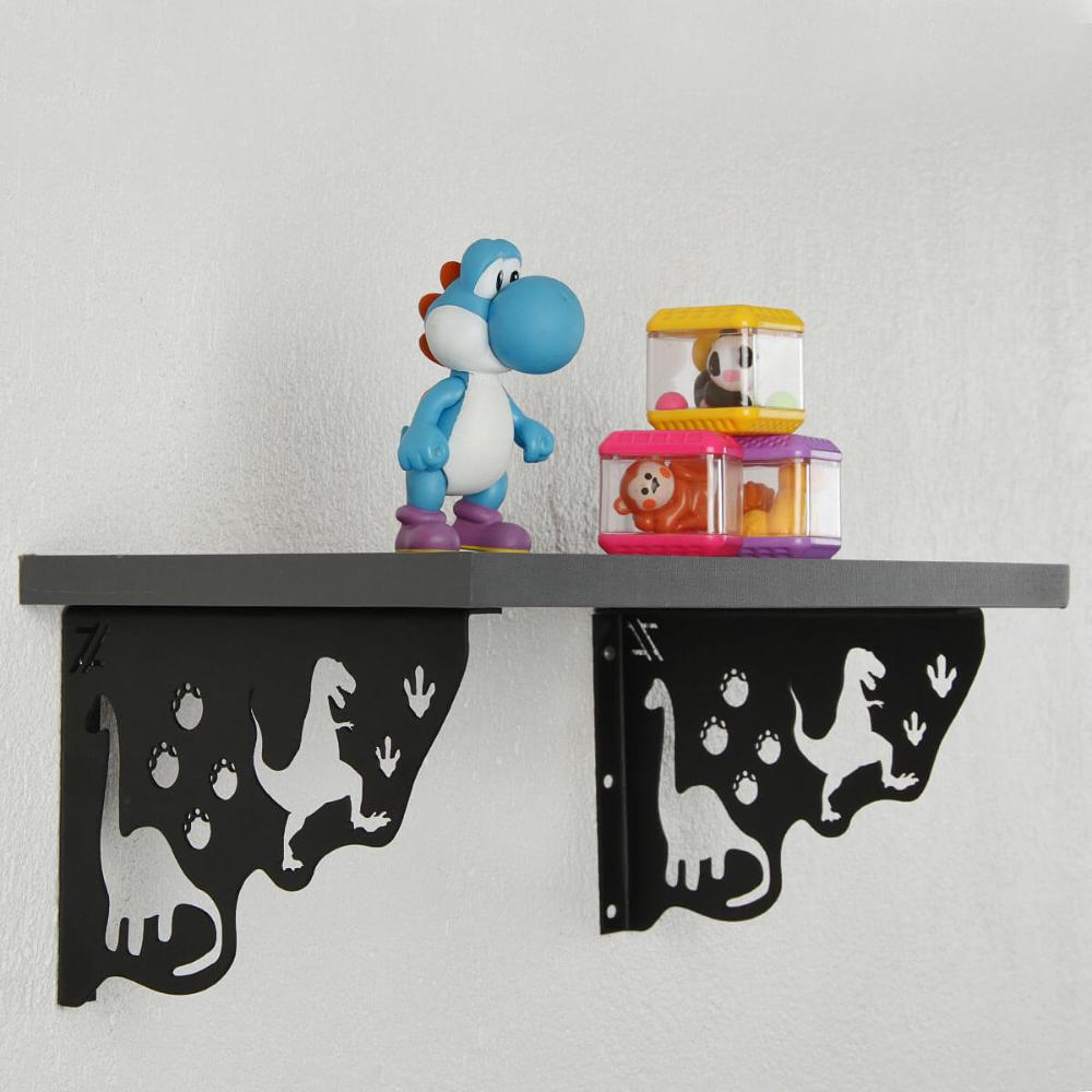 Mão Francesa Preta Aço Decorativa 20cm Dinossauros Menino pa