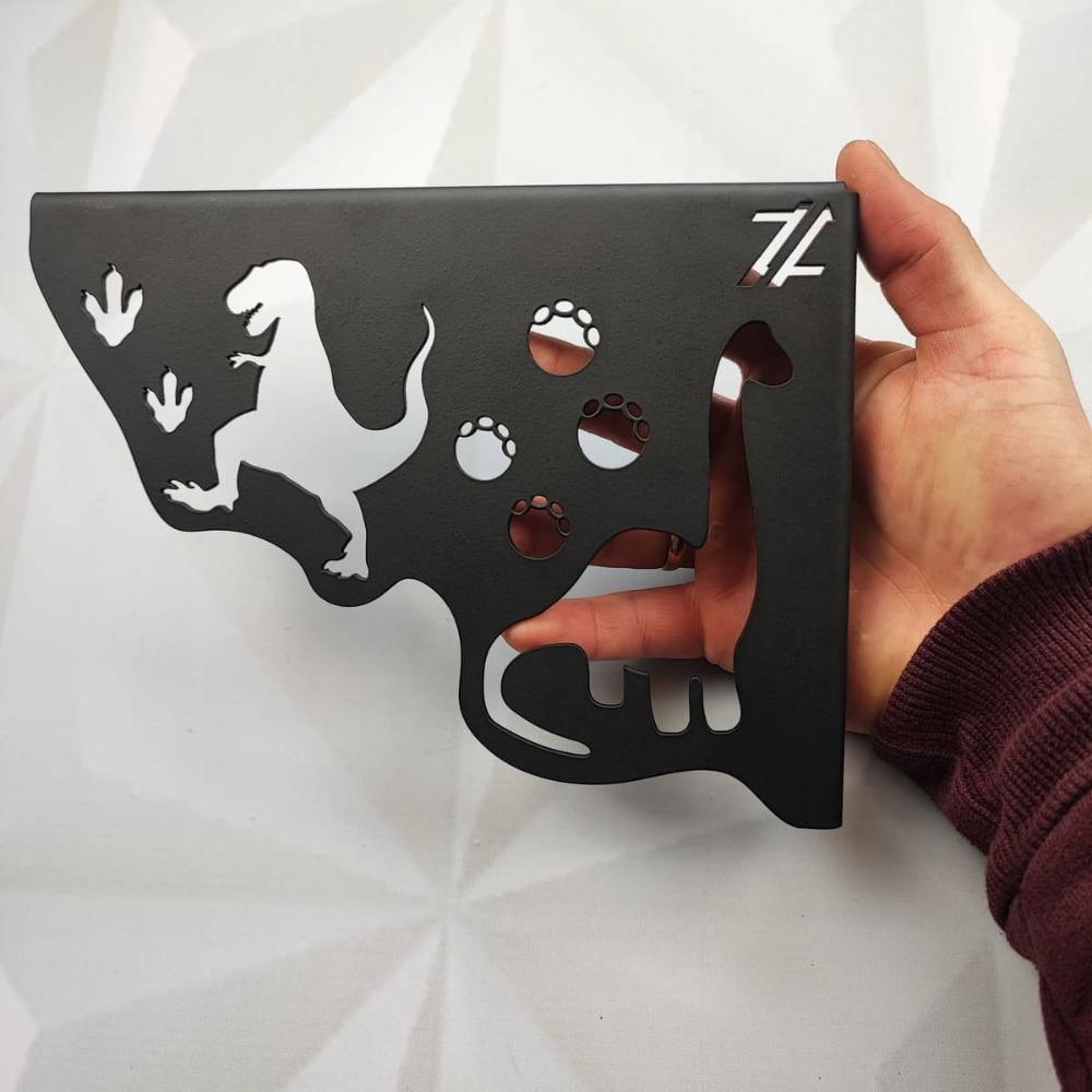 Mão Francesa Preta Aço Decorativa 20cm Dinossauros Menino pa