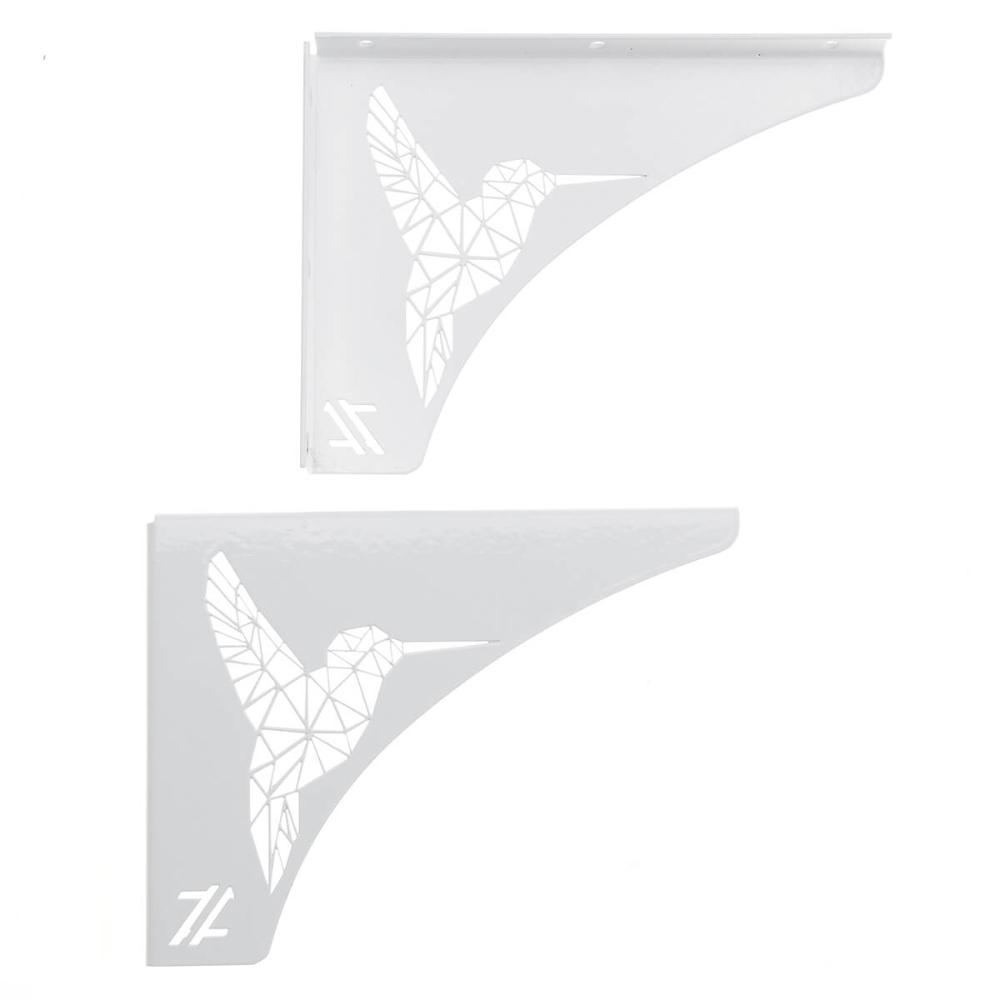Mão Francesa Suporte Prateleira 20cm Beija Flor Aço Branco P