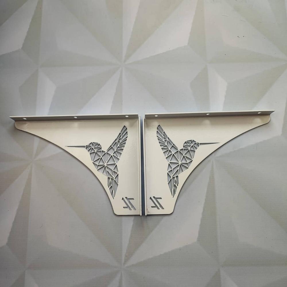 Mão Francesa Suporte Prateleira 20cm Beija Flor Aço Branco P