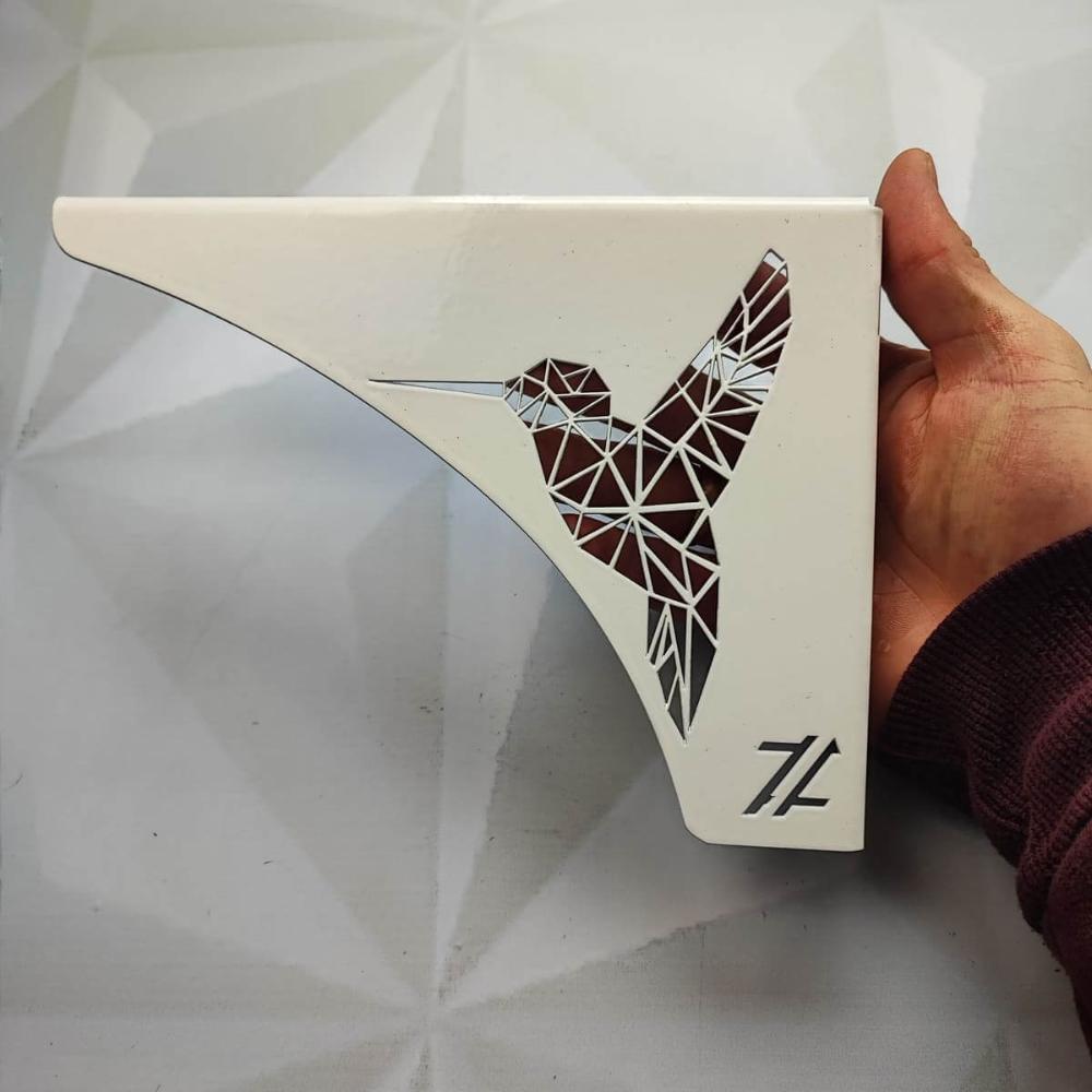 Mão Francesa Suporte Prateleira 20cm Beija Flor Aço Branco P
