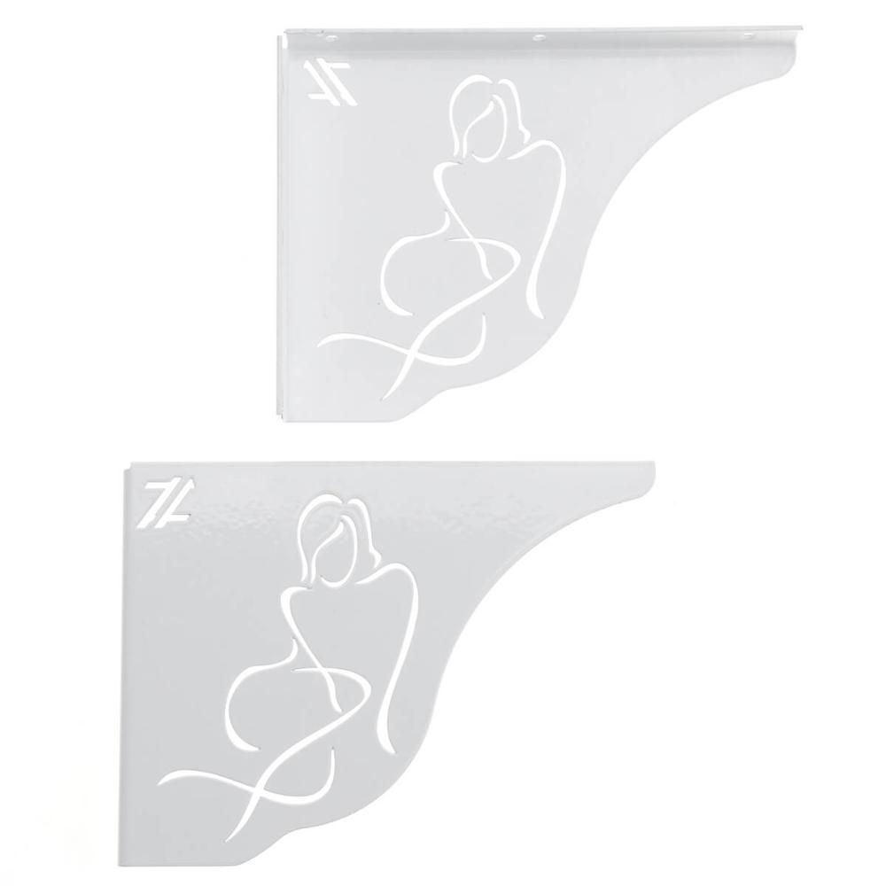 Mãos Francesas Decorativas 20cm Silhueta da Mulher Aço Branco Zarg
