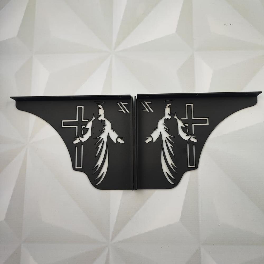 Mãos Francesas Pretas Decorativas 20cm Jesus Cristo Cruz em