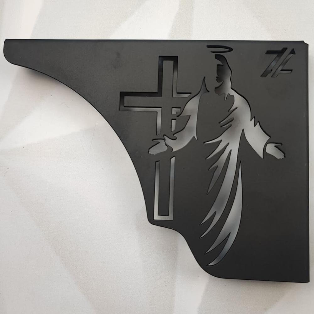 Mãos Francesas Pretas Decorativas 20cm Jesus Cristo Cruz em