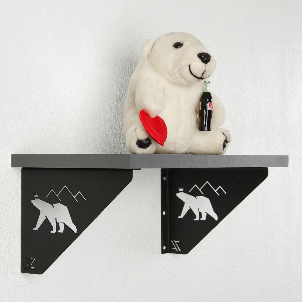 Mãos Francesas Pretas Ornamentadas em Aço Urso 20cm Decorati