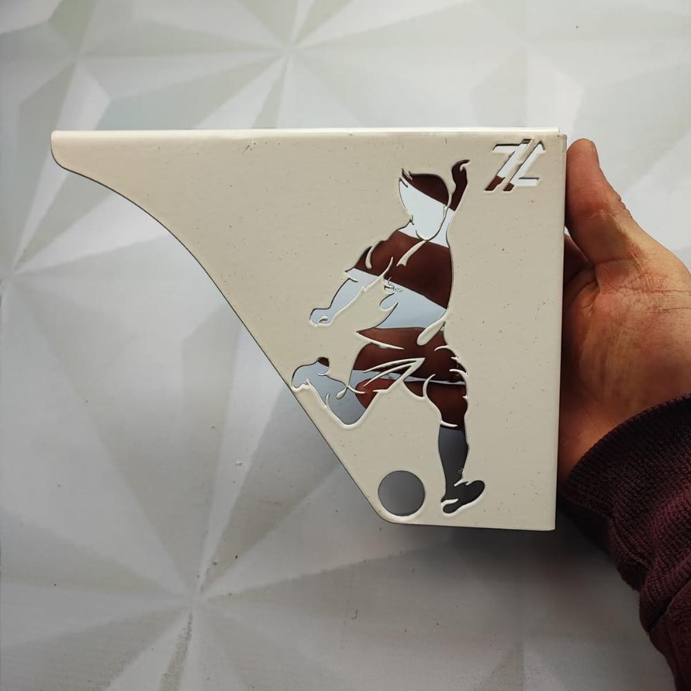 Par Mão Francesa Moderna 20cm Jogador Futebol Aço Branco Pra