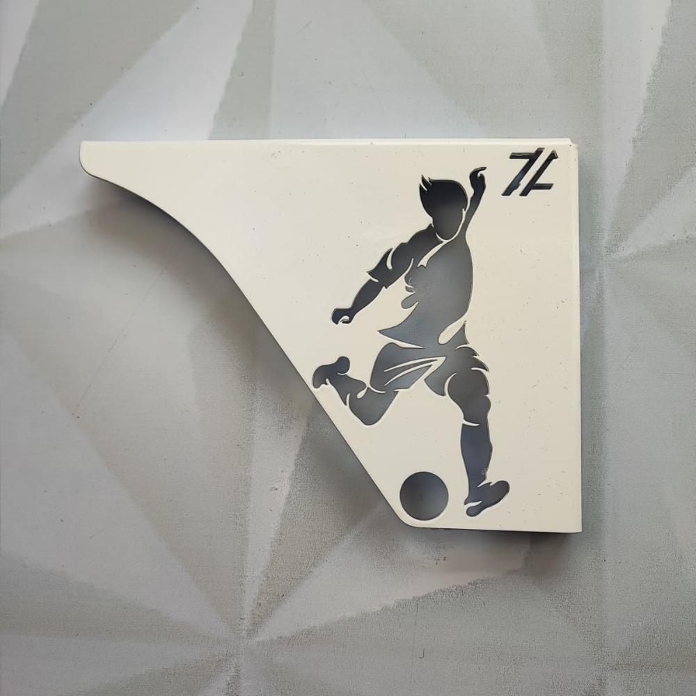 Par Mão Francesa Moderna 20cm Jogador Futebol Aço Branco Pra