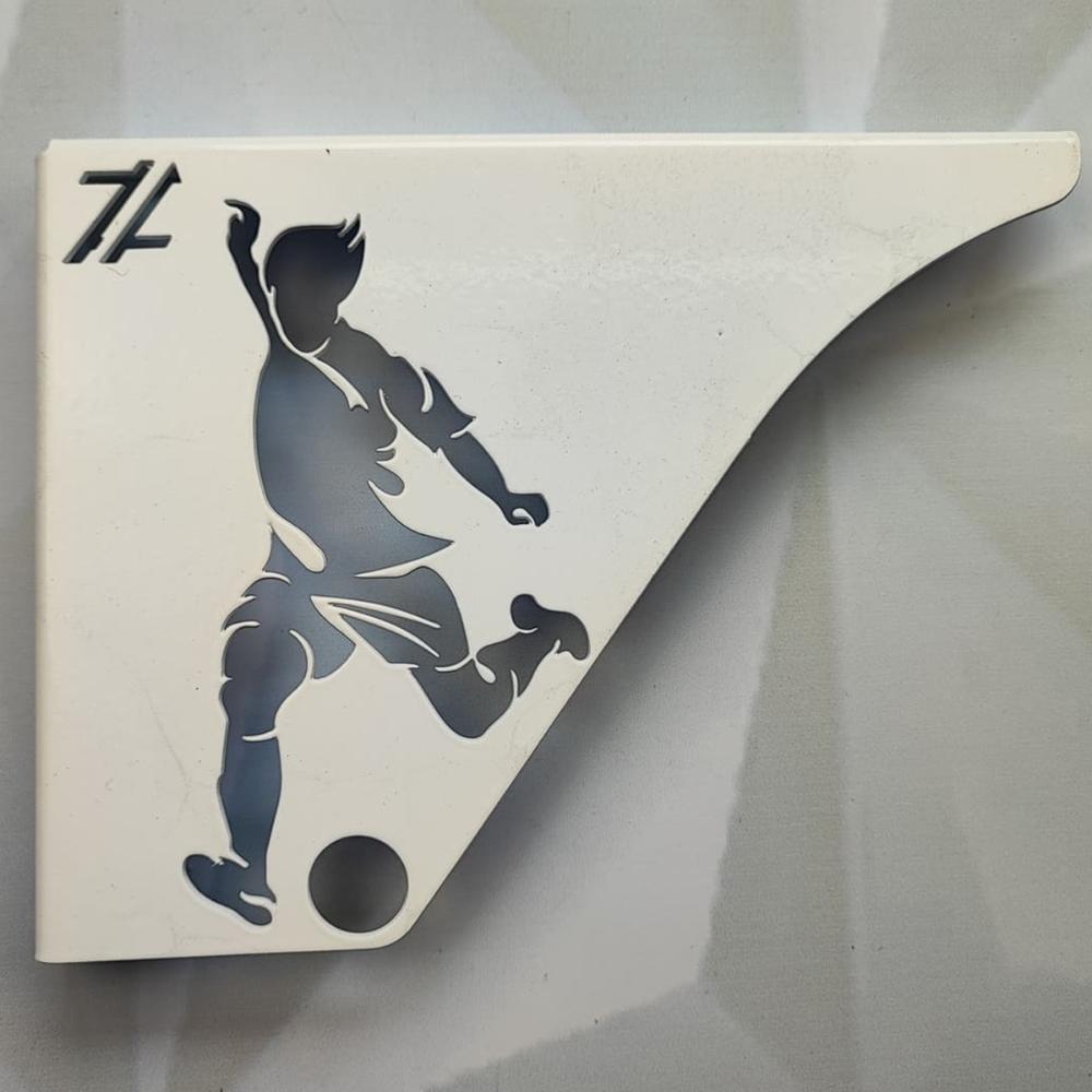 Par Mão Francesa Moderna 20cm Jogador Futebol Aço Branco Pra