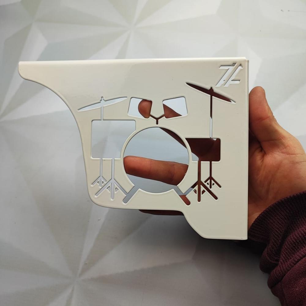 Par Mão Francesa Ornamentada Música Bateria 20cm Epóxi Branc