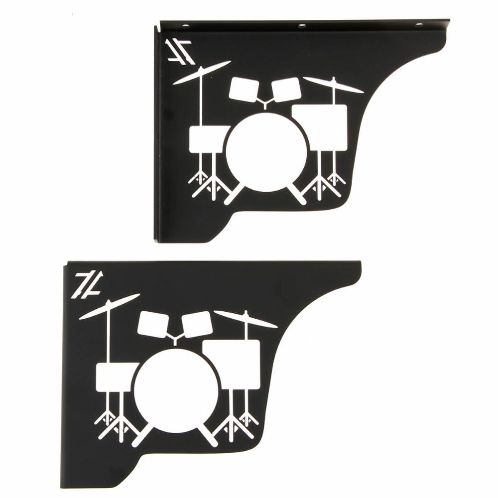Par Mão Francesa Preta Decorativa 20cm Bateria Acústica Aço