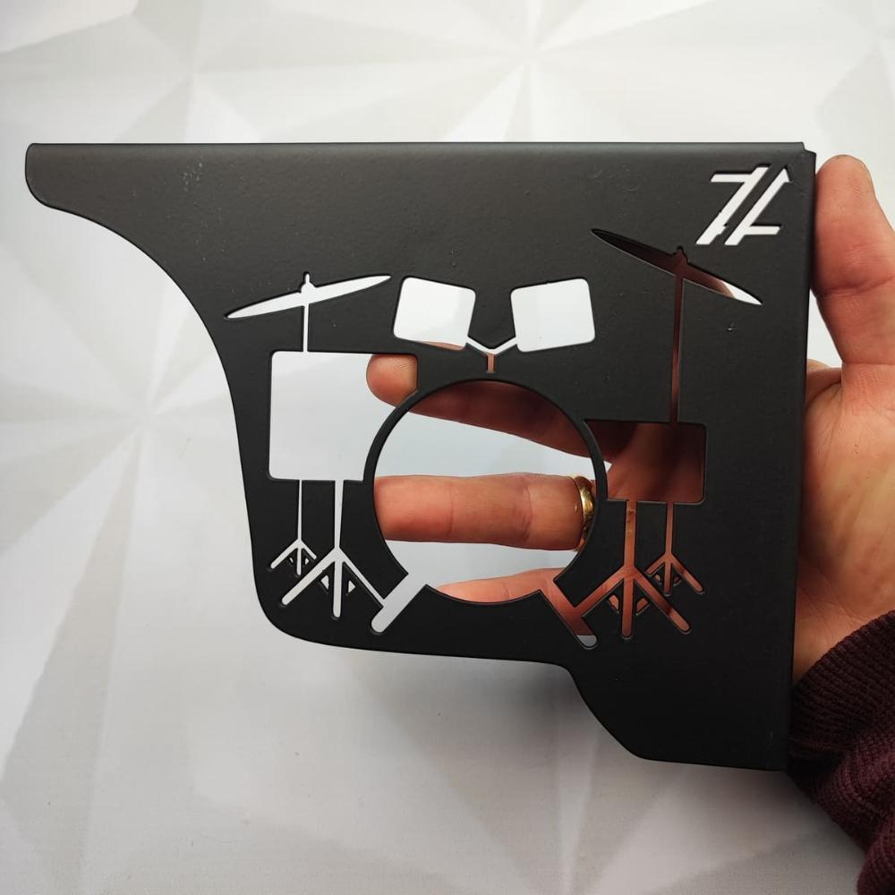 Par Mão Francesa Preta Decorativa 20cm Bateria Acústica Aço