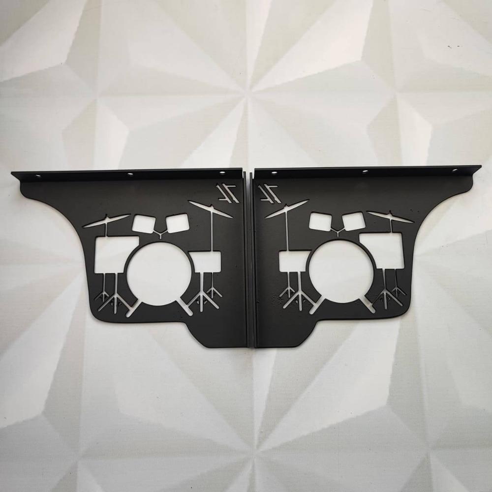 Par Mão Francesa Preta Decorativa 20cm Bateria Acústica Aço