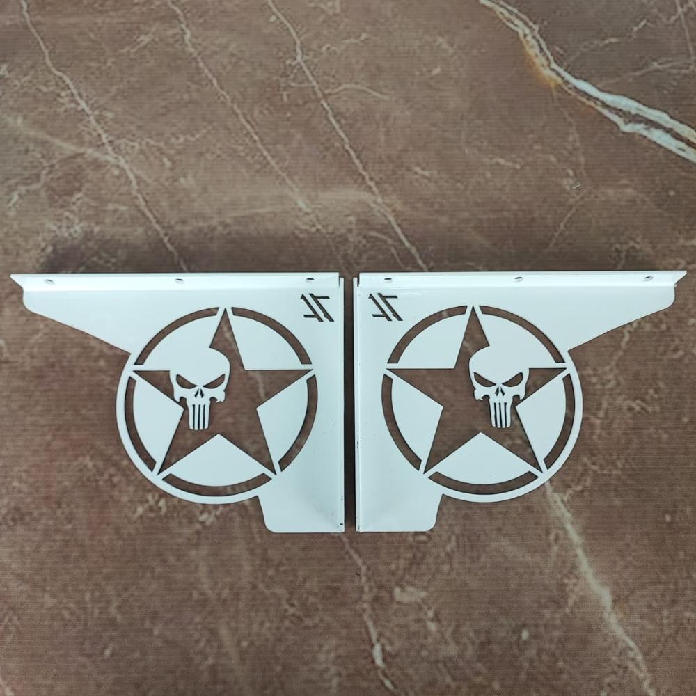 Par Mãos Francesas Brancas Ornamentadas 20cm 4x4 Estrela Cav