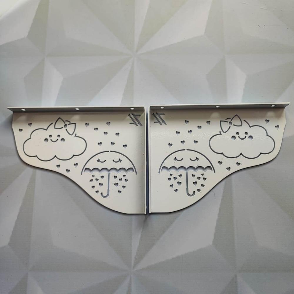 Par Mãos Francesas Decorativas 20cm Menina Chuva de Bençãos Branco Aço