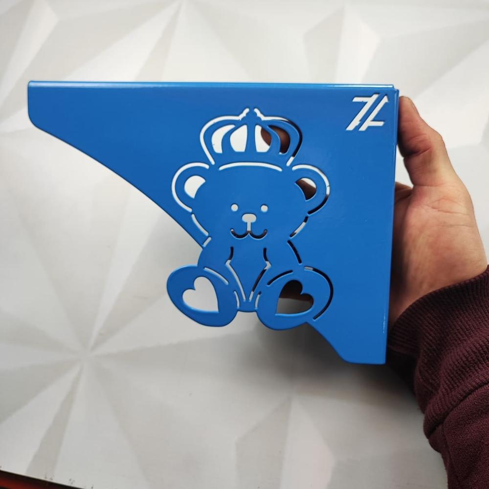 Par Mãos Francesas Decorativas 20cm Menino Ursinho Rei Azul Aço Ornamentadas