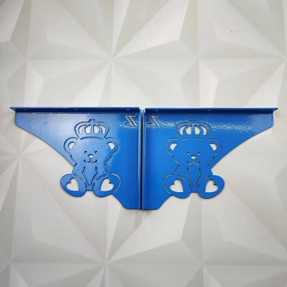 Par Mãos Francesas Decorativas 20cm Menino Ursinho Rei Azul Aço Ornamentadas