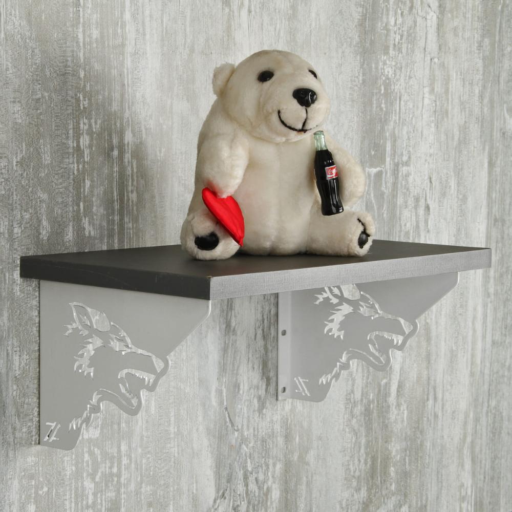Par Mãos Francesas Ornamentada Lobo Branco Aço 20cm Industri
