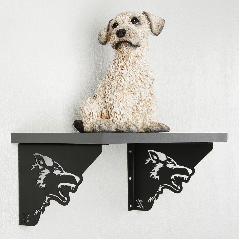 Par Mãos Francesas Ornamentada Lobo Preto Aço 20cm Industria