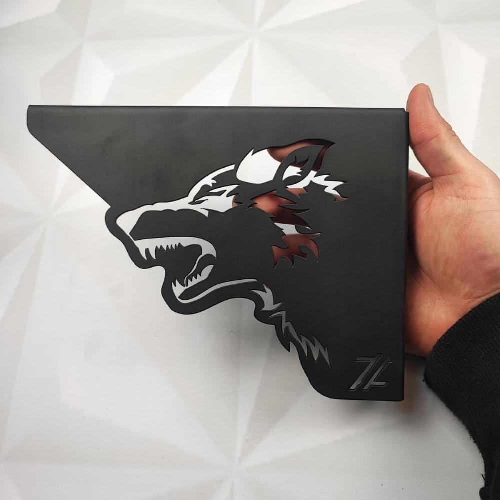 Par Mãos Francesas Ornamentada Lobo Preto Aço 20cm Industria