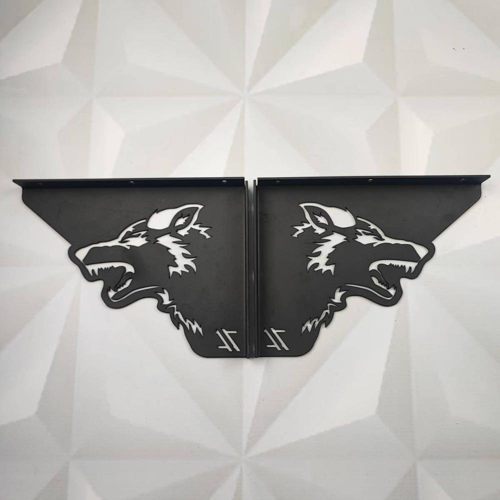 Par Mãos Francesas Ornamentada Lobo Preto Aço 20cm Industria