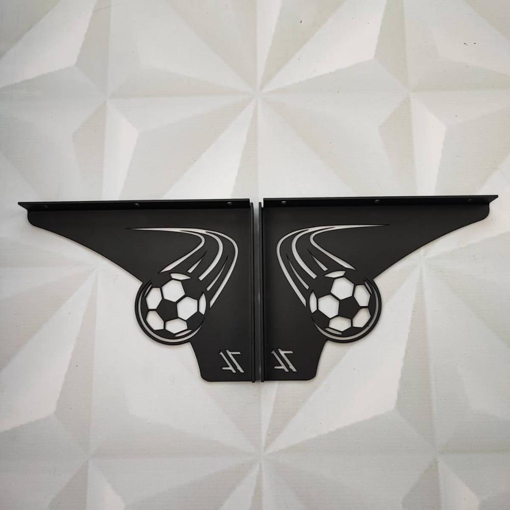 Par Mãos Francesas Pretas Decorativas 20cm Futebol Bola Rápi