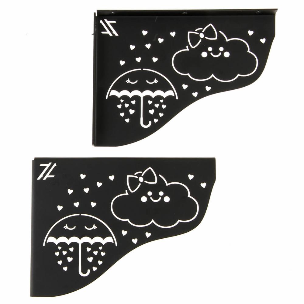 Par Mãos Francesas Pretas Decorativas Aço 20cm Chuva de Benç