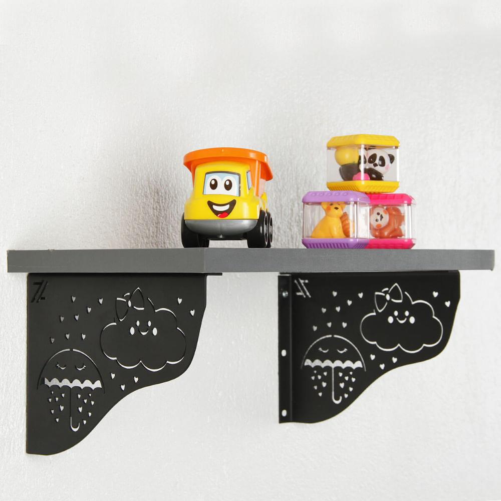Par Mãos Francesas Pretas Decorativas Aço 20cm Chuva de Benç