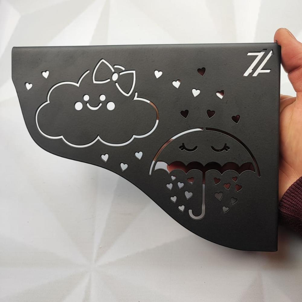 Par Mãos Francesas Pretas Decorativas Aço 20cm Chuva de Benç