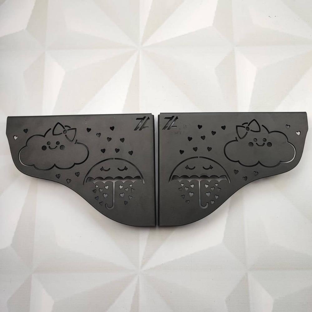 Par Mãos Francesas Pretas Decorativas Aço 20cm Chuva de Benç