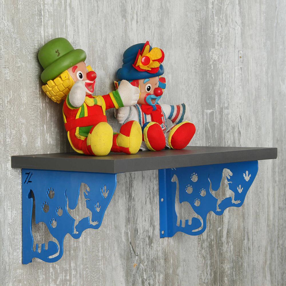 Par Mãos Francesas de Aço Decorativas 20cm Dinossauros Azul