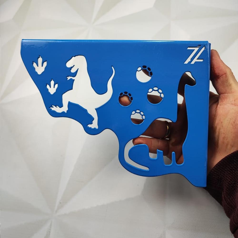 Par Mãos Francesas de Aço Decorativas 20cm Dinossauros Azul