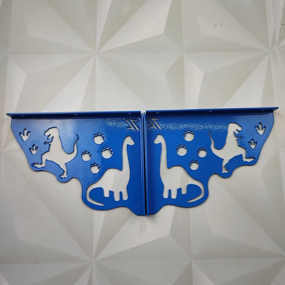 Par Mãos Francesas de Aço Decorativas 20cm Dinossauros Azul