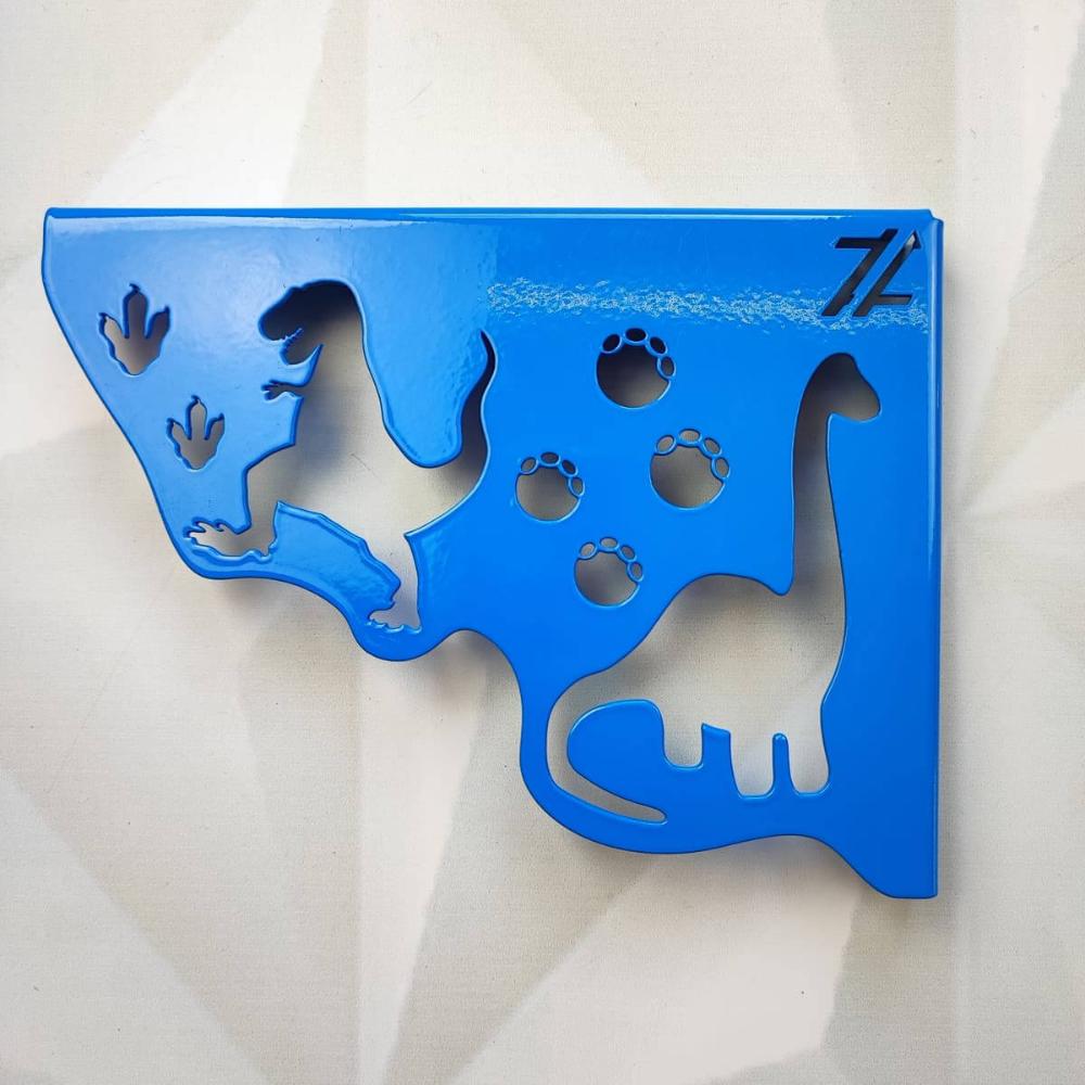 Par Mãos Francesas de Aço Decorativas 20cm Dinossauros Azul