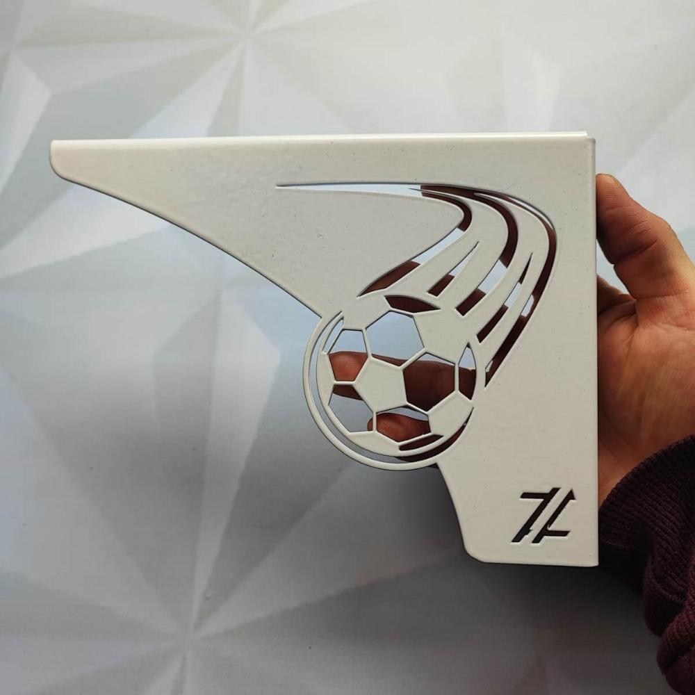 Par de Mão Francesa Aço Branca Decorativa 20cm Futebol Bola Rápida Zarg