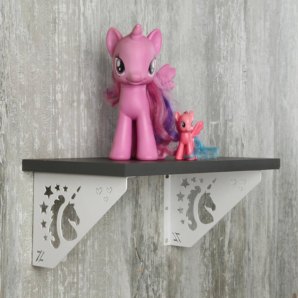 Par de Mão Francesa Decorativa 20cm Menina Unicórnio Aço Peq