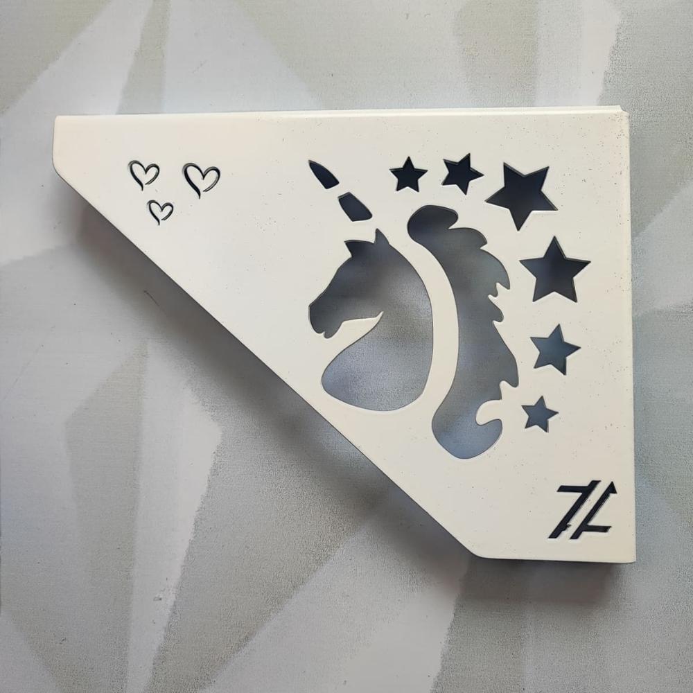 Par de Mão Francesa Decorativa 20cm Menina Unicórnio Aço Peq