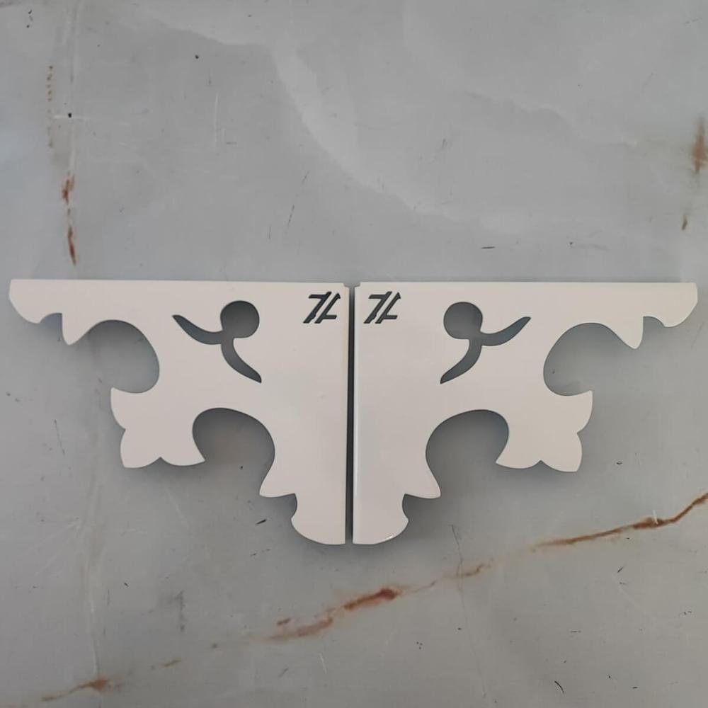 Par de Mãos Francesas Arabesco 20cm Abstrato Pontudo Branco